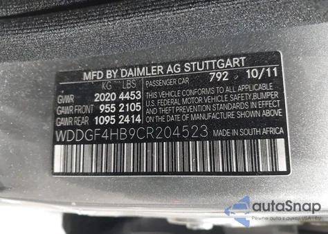 2012 Mercedes-Benz C 250 Sport из США, поврежденный, VIN WDDGF4HB9CR204523